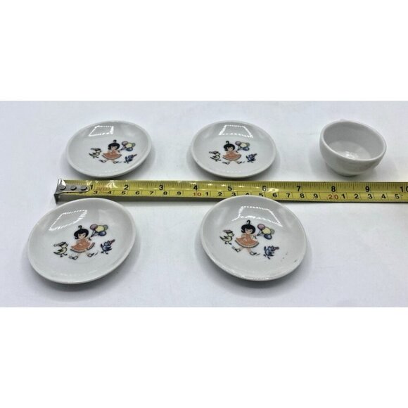 MCM Mini Cup Saucers Little Girl Balloons Birds Mid Century Modern Japan Kuwaii - Picture 8 of 13